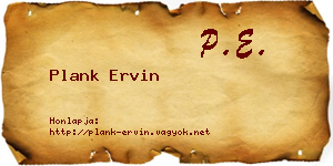 Plank Ervin névjegykártya